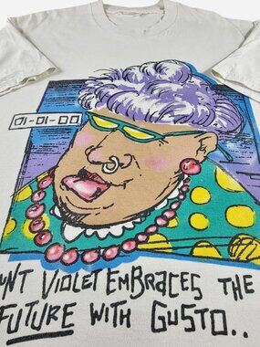 Late 90s Y2K funny mom dad joke humor graphic tee large